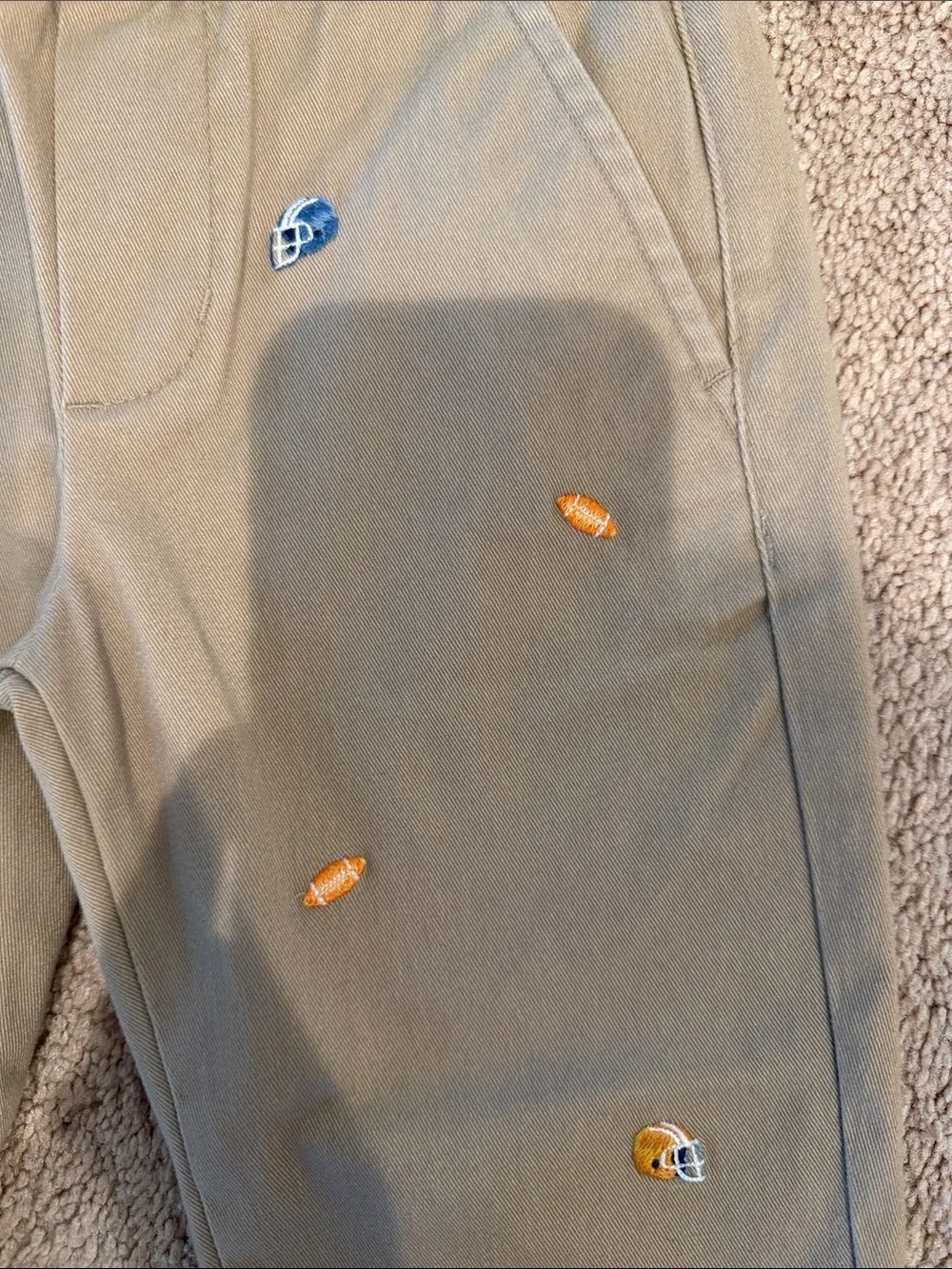 Janie and Jack Blue Football Top with Olive Embroidered Joggers